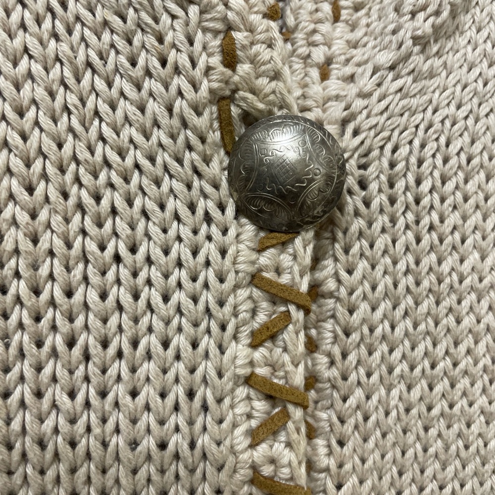 Rico Vintage 80’s-90’s Beige Brown Stitching Knit Button-Up Vest Cottagecore S - Picture 3 of 8